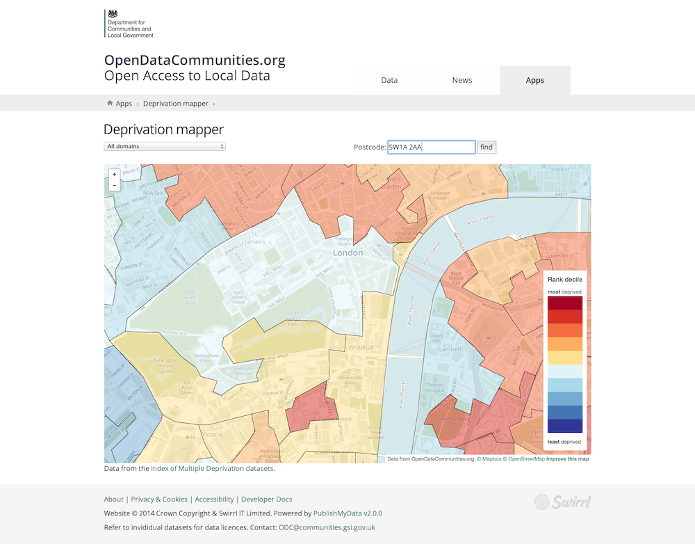 Screenshot of Deprivation mapper